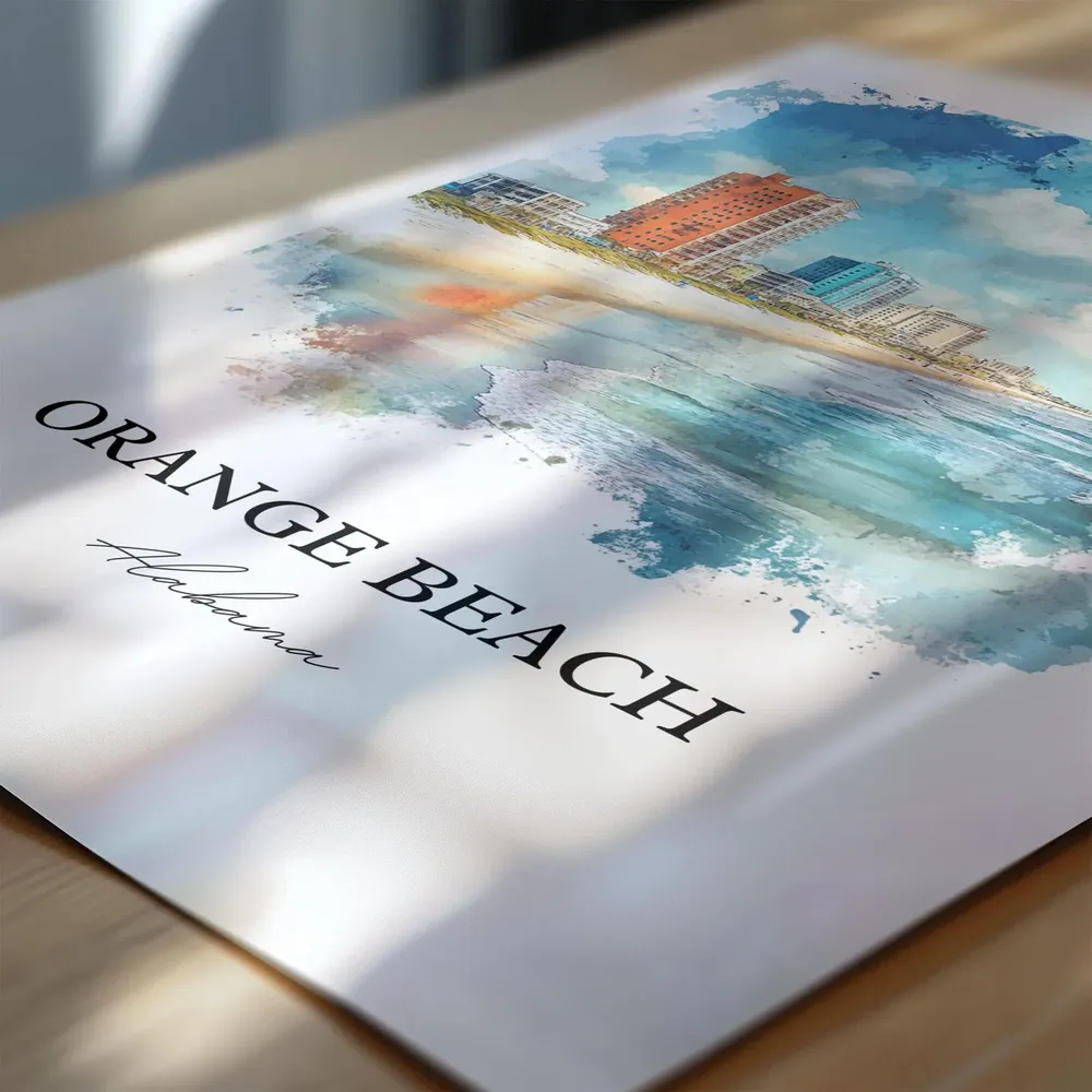 Orange Beach, AL Watercolor Travel Poster - Image 6