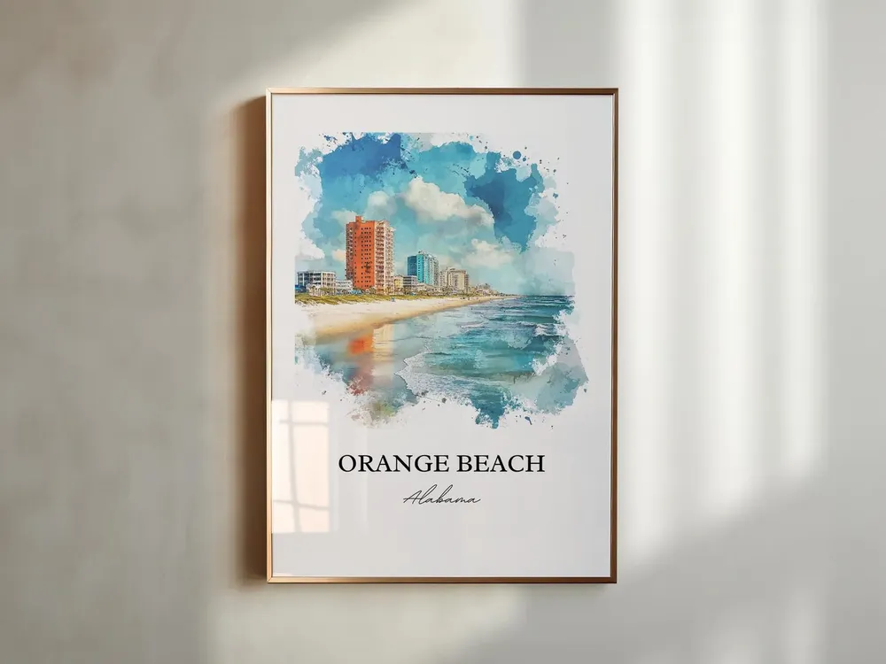 Orange Beach, AL Watercolor Travel Poster - Image 3