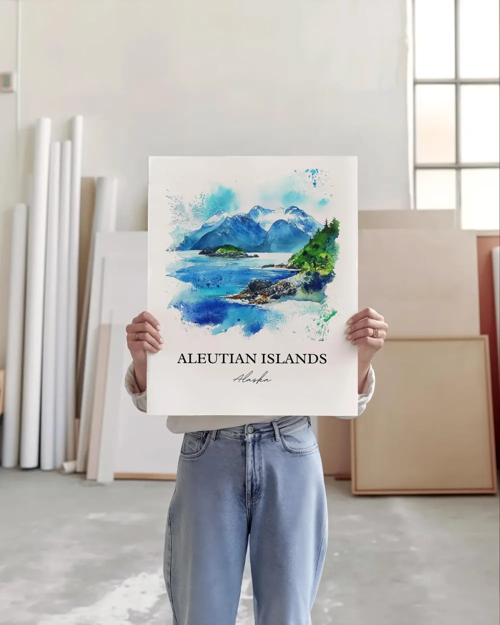 Aleutian Islands Watercolor Travel Poster, Alaska - Image 5