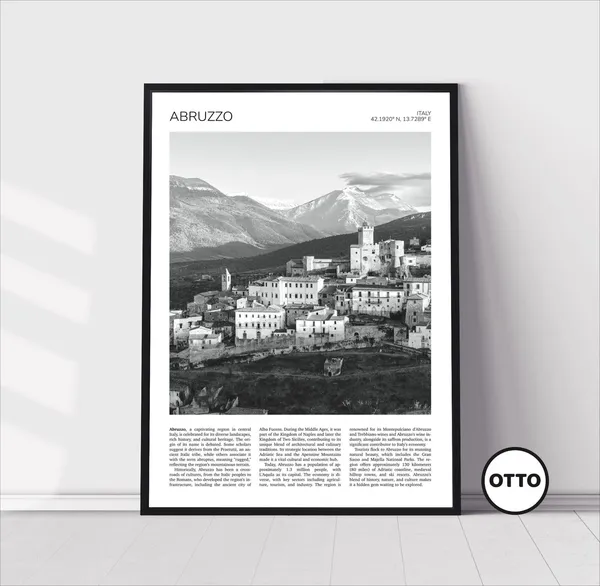 Abruzzo Italy Travel Poster, Province of L'Aquila