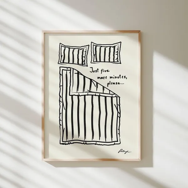 Stay In Bed Hand Drawn Bedroom Art Print