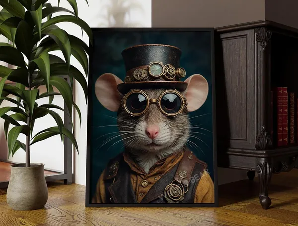 Steampunk Rat Altered Portrait Art Print