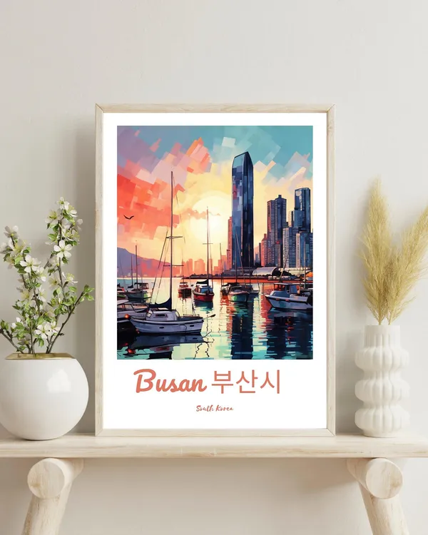 Busan Travel Poster, South Korea Travel Gift