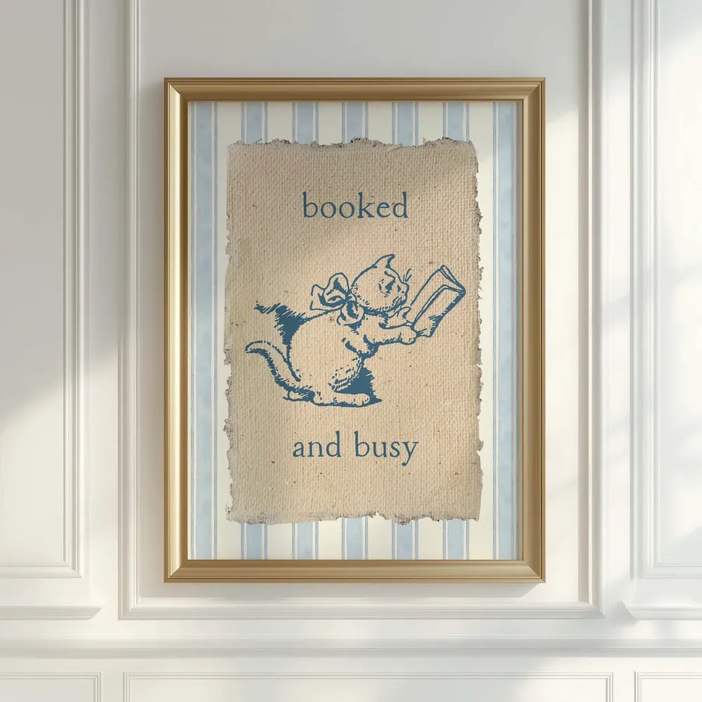 Grandmillennial Book Art, Reading Room Poster Print