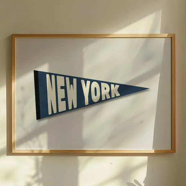 New York Vintage Pennant Flag, Apartment Wall Art Print