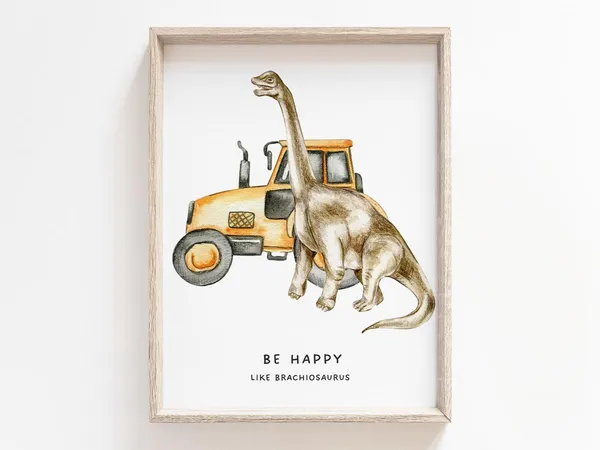 Dinosaur Brachiosaurus Nursery, Wall Art Print