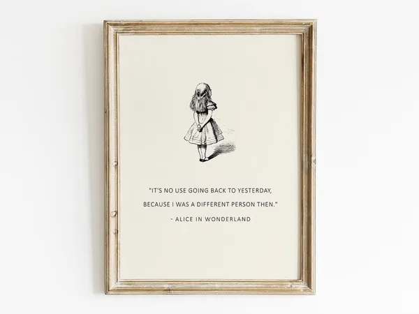 Alice In Wonderland Quote, Vintage Tea Party Art Print
