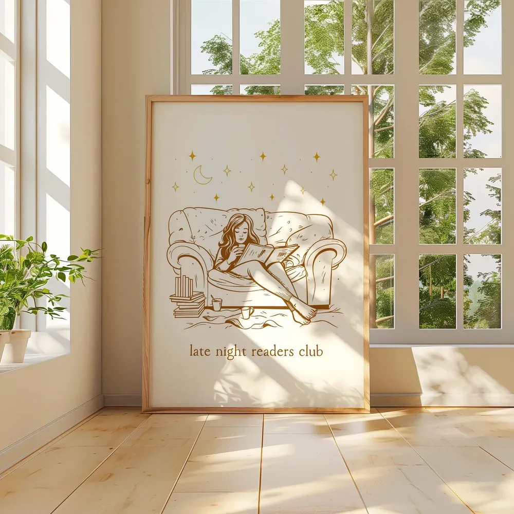 Late Night Readers Club Art Print, Reading Nook Decor - Image 4