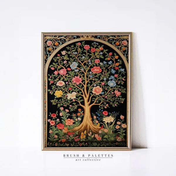 Tree Of Life Print, Vintage Mughal Floral Art Print