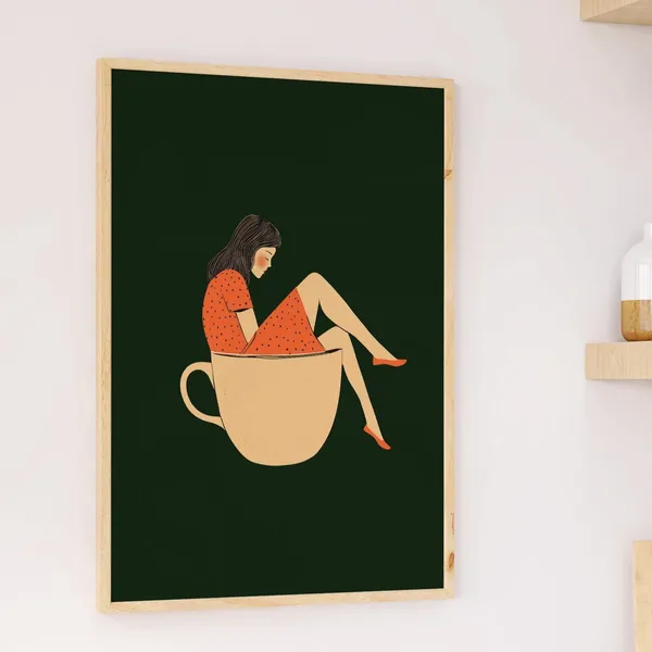 Scandi Girl Illustration Art Print, Minimalist Abstract