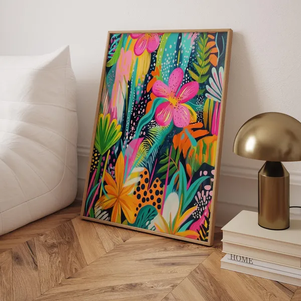 Tropical Floral Abstract Art Print, Bold Home Decor