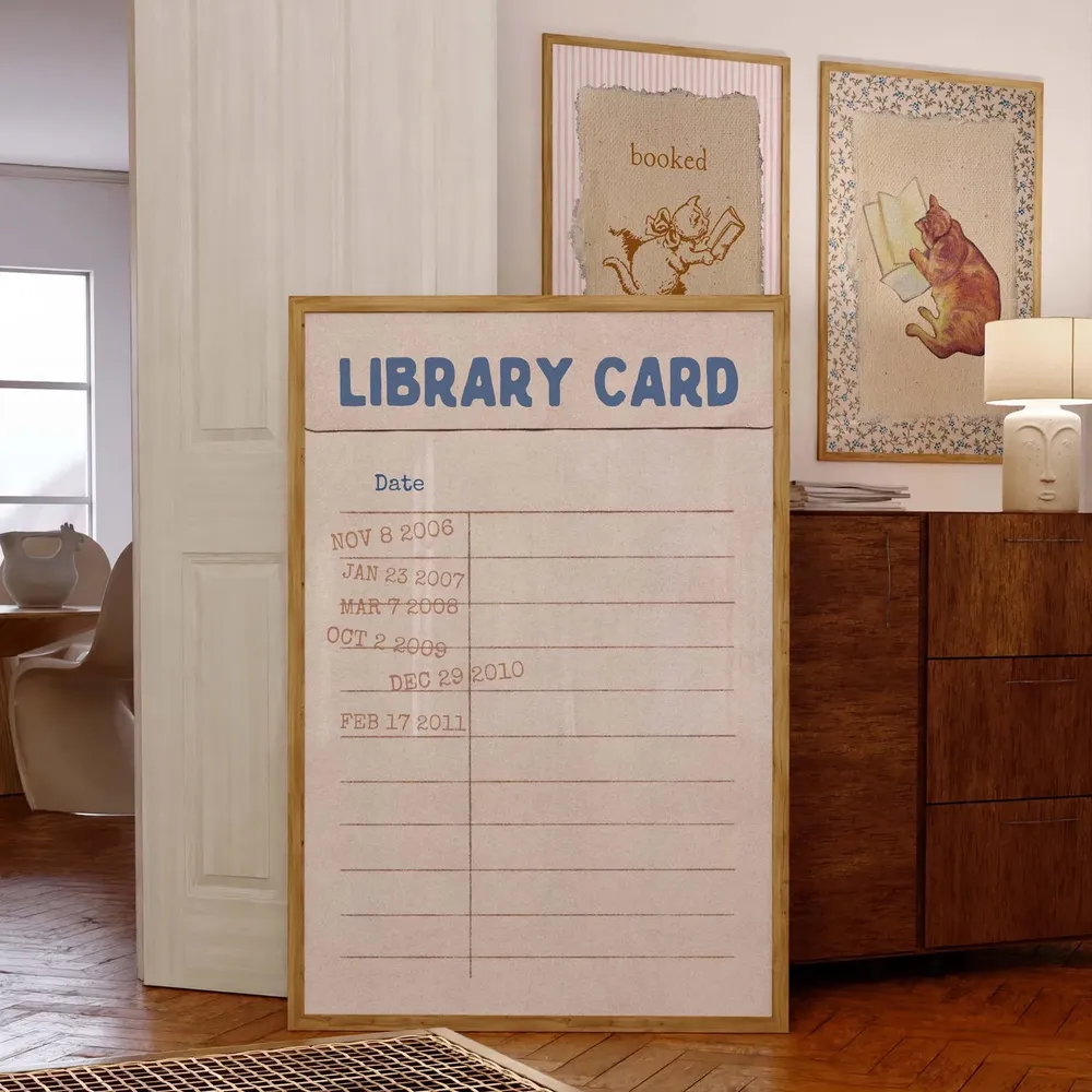 Bookish Library Card Art Print, Reading Nook Decor - Image 3