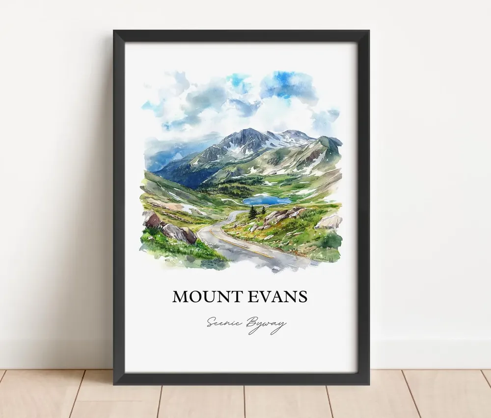 Mount Evans, Colorado Watercolor Travel Poster - Image 3