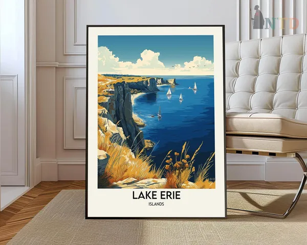Lake Erie Travel Poster, Great Lakes Wall Art