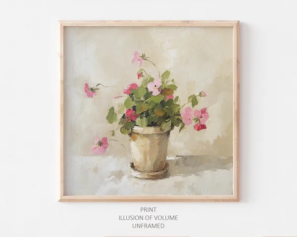 Geranium Oil-Painting Style Art Print, Farmhouse Decor
