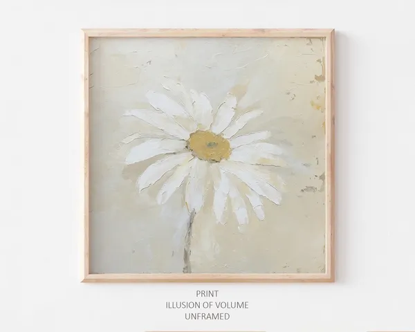 Daisy Flower Oil Painting, Minimalist Floral Art Print