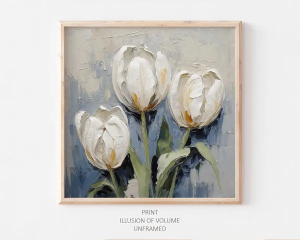 White Tulips Oil Painting Floral Wall Art Print