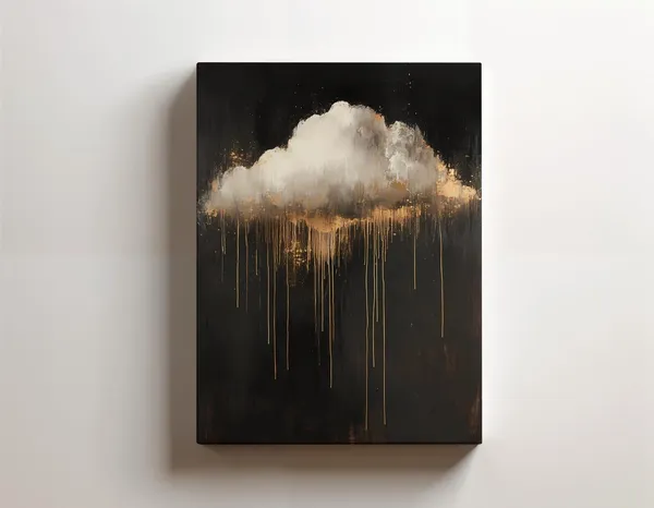 Dark Moody Rain Cloud Art Print, Minimalist Academia
