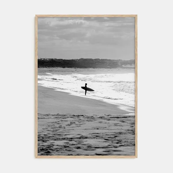Surfer Photography Poster, Black and White Nautical Decor