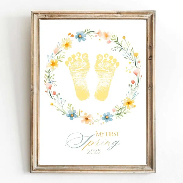 Spring Footprint Handprint Keepsake Art Print