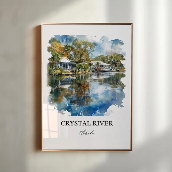 Crystal River, Florida Travel Poster Art Print