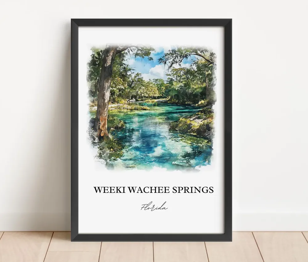 Weeki Wachee Springs Florida Watercolor Travel Poster - Image 3