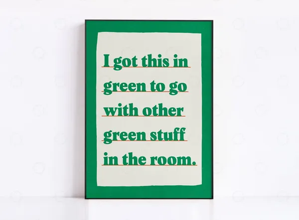 Green Colour Scheme Typography Living Room Art Print