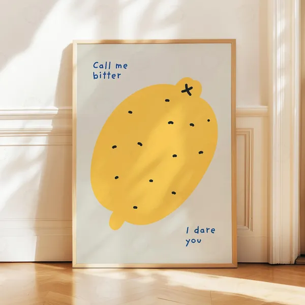 Lemon Print, Mid-Century Modern Kitchen Poster