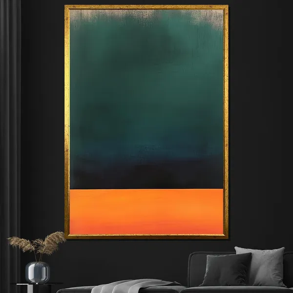 Rothko-Inspired Green and Orange Abstract Art Print