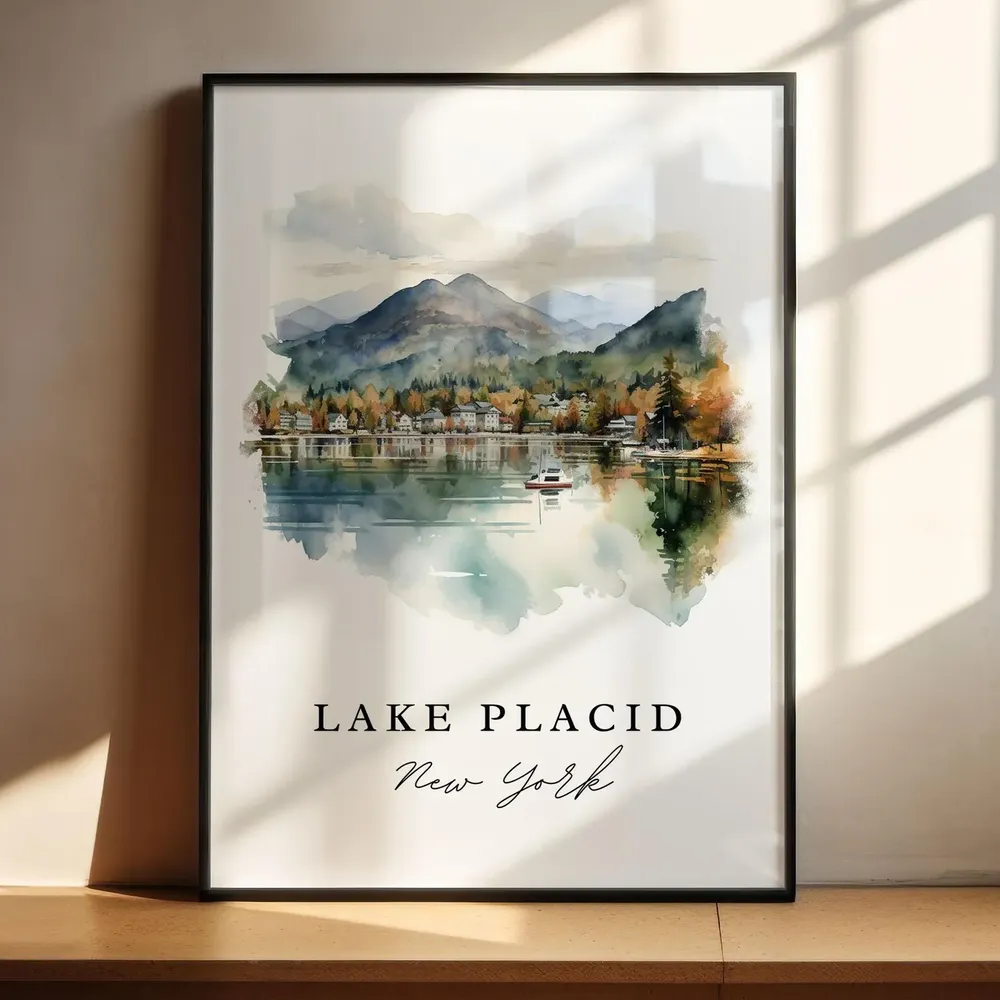 Lake Placid NY Watercolor Travel Poster Art Print - Image 5