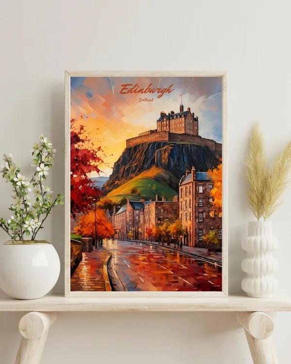 Edinburgh Travel Poster, Scotland Wall Art Print