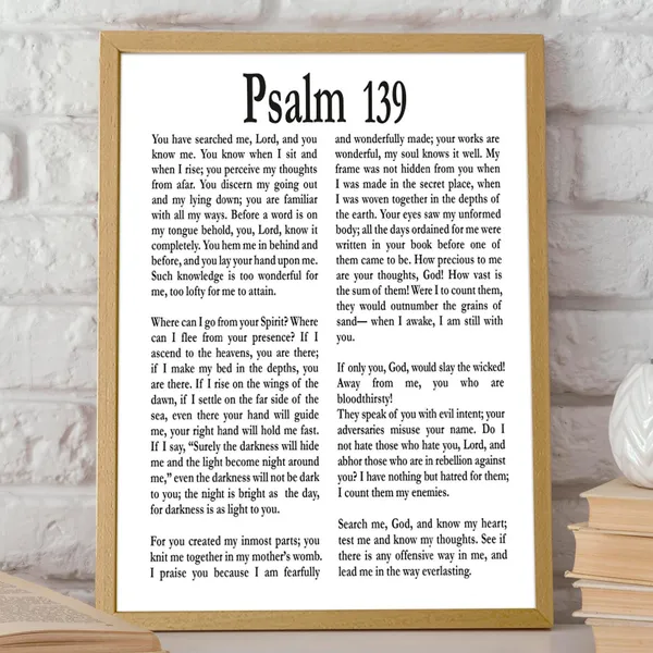 Psalm 139 Biblical Wall Art, Scripture Art Print