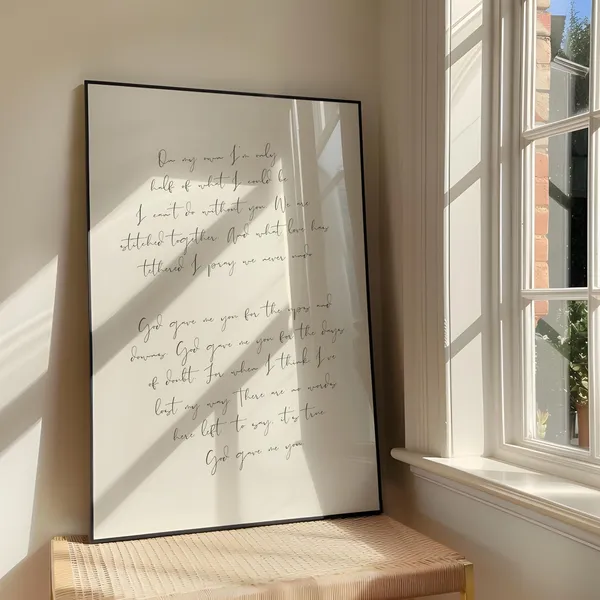 God Gave Me You Handwriting Lyrics Art Print