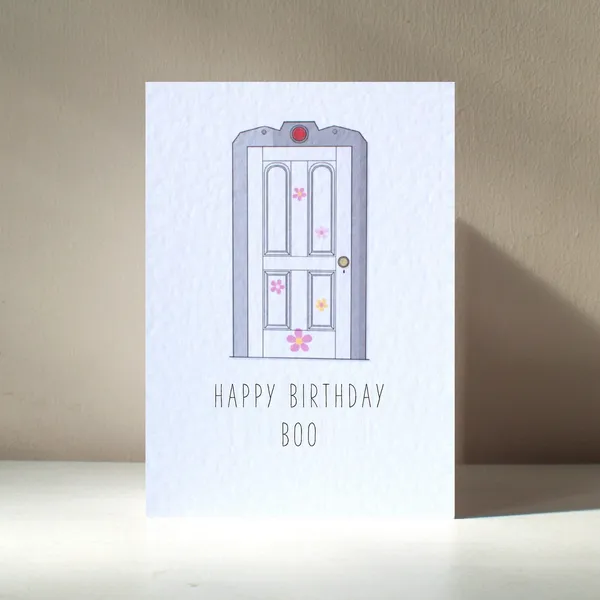 Boo Door Flowers, Personalised Cute Pun Art Print