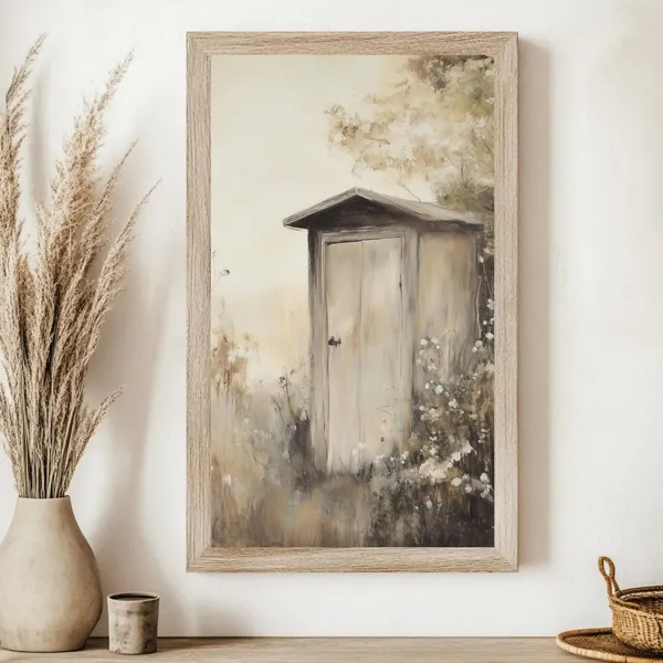 Rustic Outhouse Vintage Cabin Guest Bathroom Wall Art Print