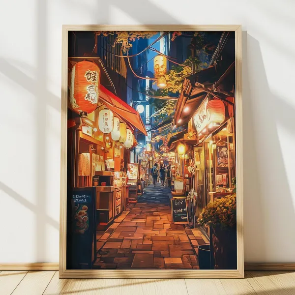 Tokyo Alley Wall Art Print, Anime Manga Style