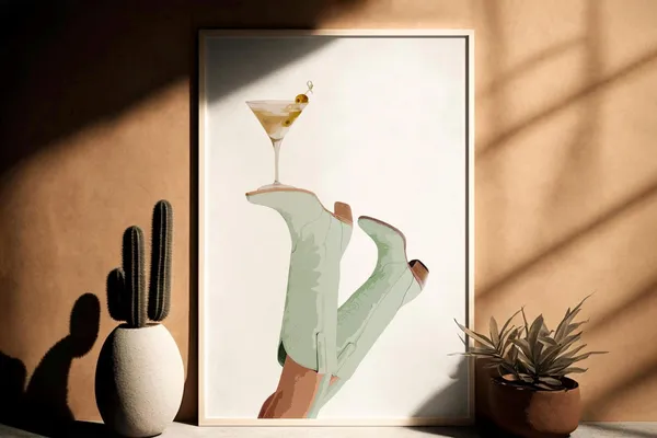 Sage Green Cowgirl Western Art Print