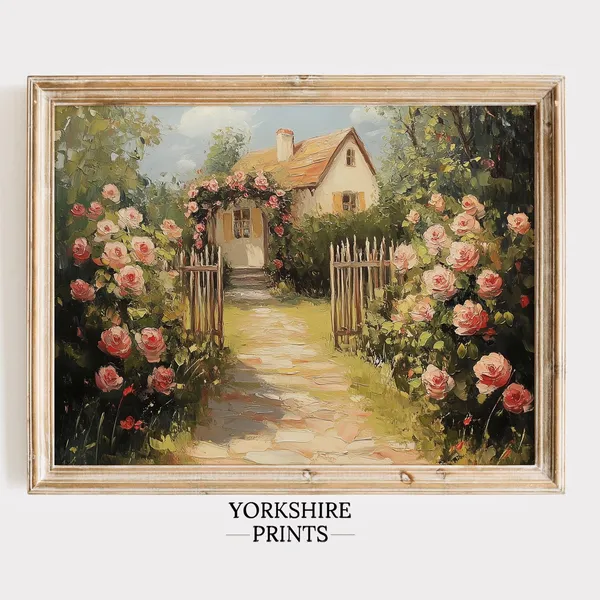 Cottagecore Wildflower Oil Painting, Vintage Farmhouse Poster
