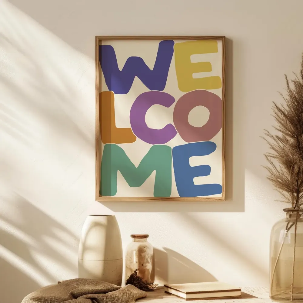 Welcome Typography Art Print, Modern Home Decor