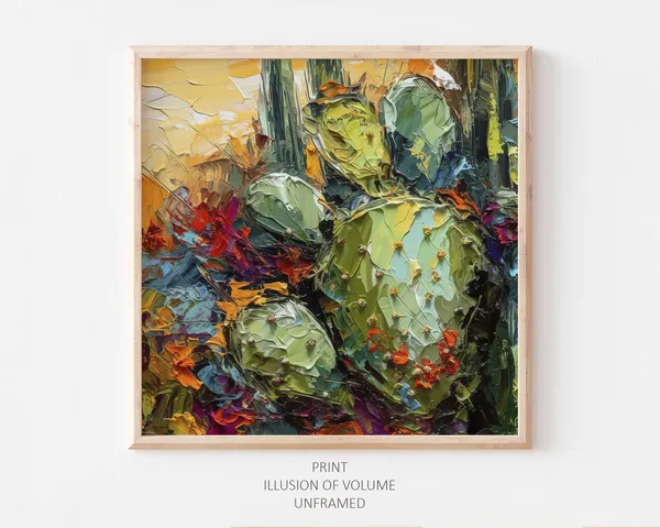 Saguaro National Park Cactus Oil Print, Botanical Art