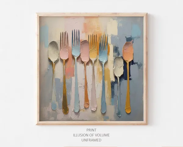Spoons and Forks Oil-Painting-Style Kitchen Art Print