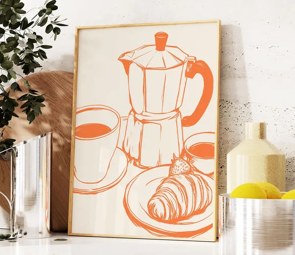 French Cafe Coffee Poster, Trendy Kitchen Decor