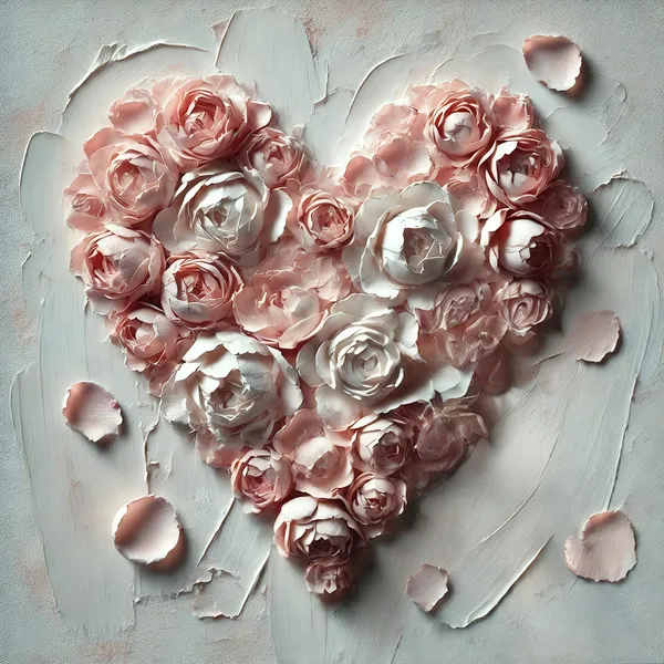 Romantic Floral Heart Art Print, Whimsical Valentine's Day