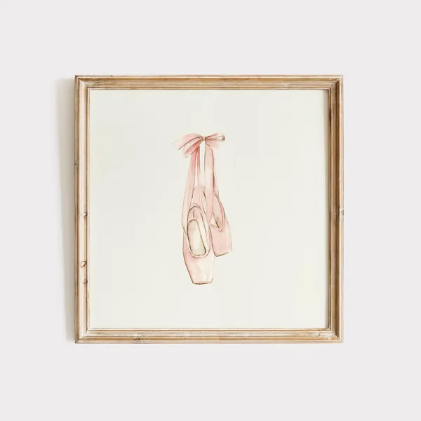 Ballet Slipper Square Art Print, Nursery Decor