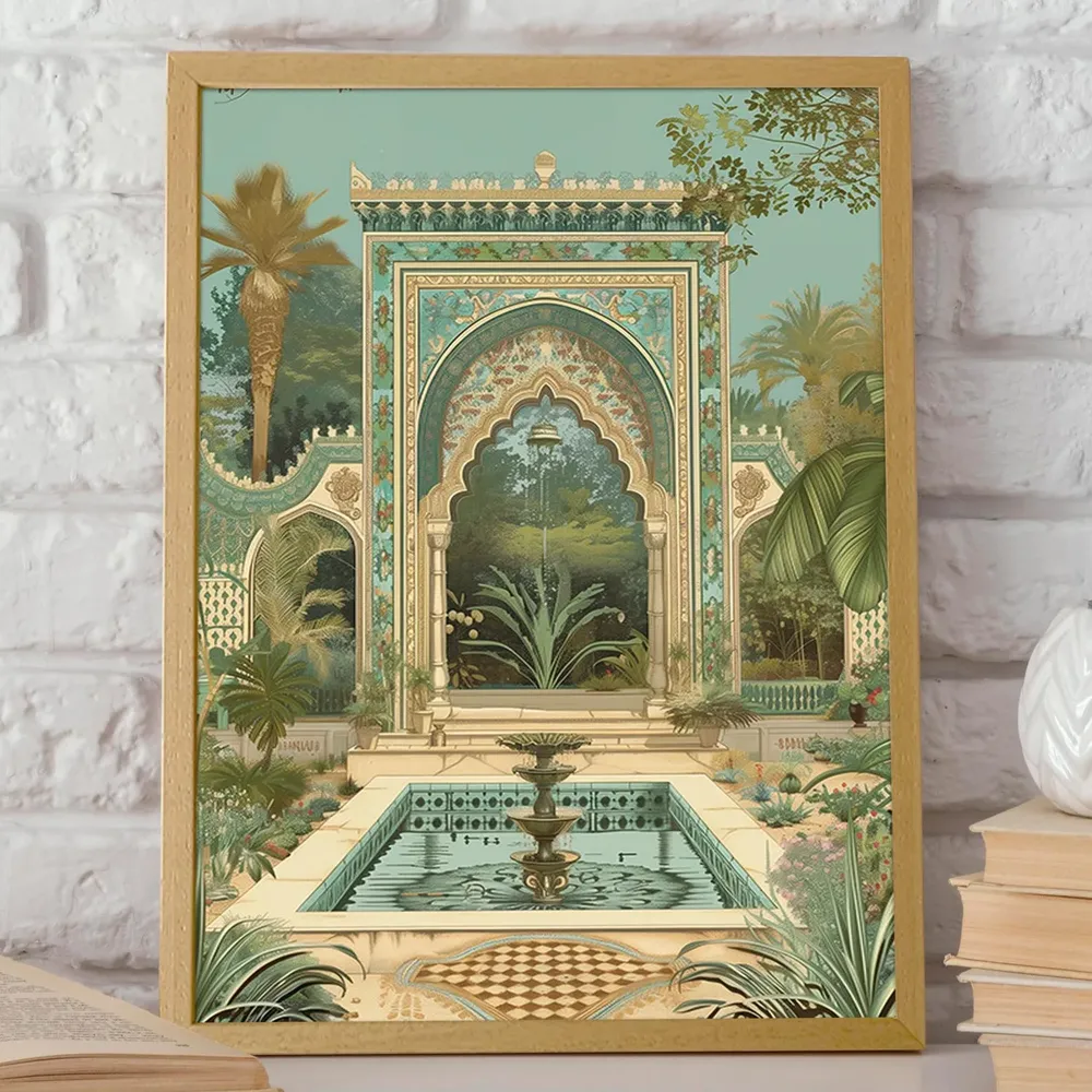 Moorish Garden and Fountain, Islamic Heritage Art Print - Image 2