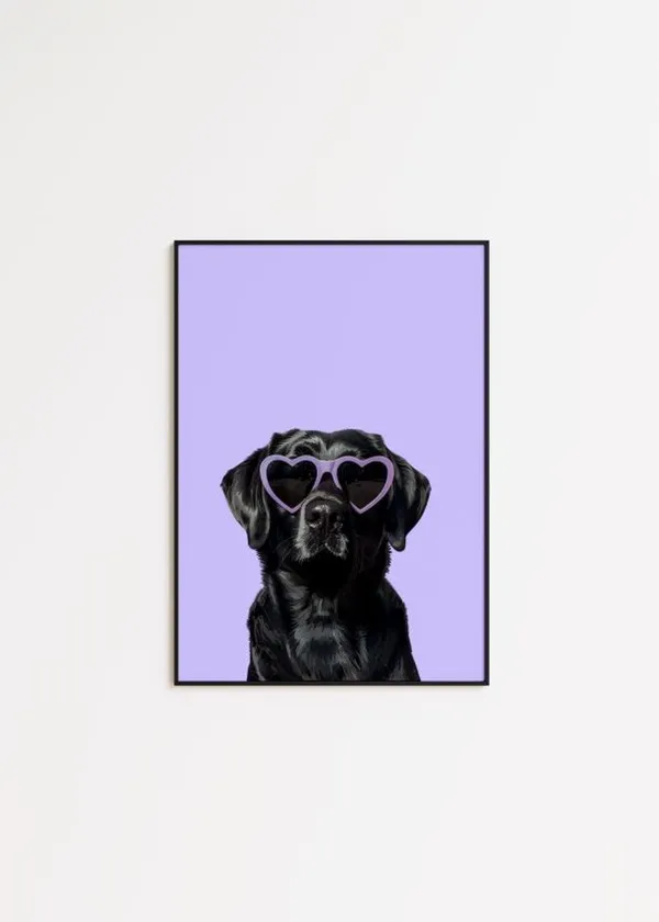 Purple Labrador Funky Dog Poster, Kids Room Decor