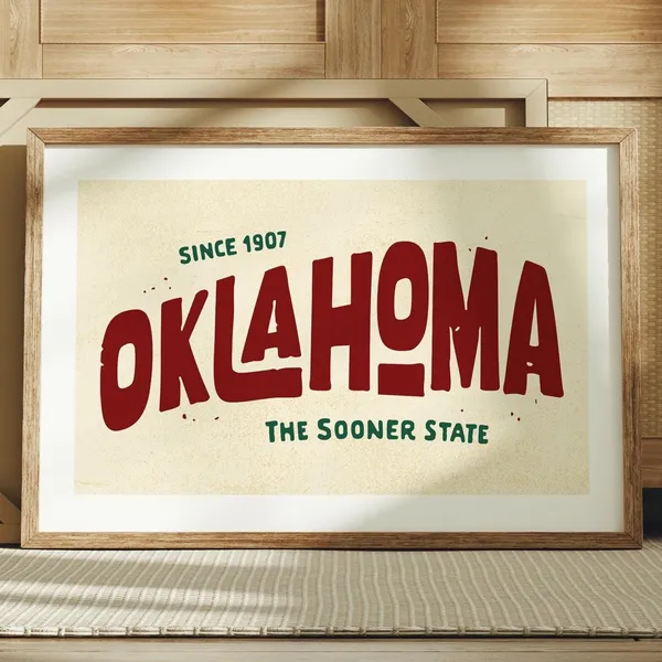 Retro Oklahoma Art Print, Sooner State Poster