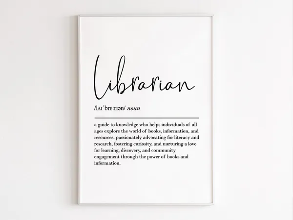 Librarian Definition Art Print, Thank You Gift