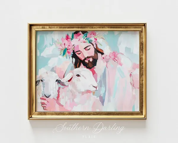 Pastel Abstract Jesus Shepherd Art Print, Modern Bible Art