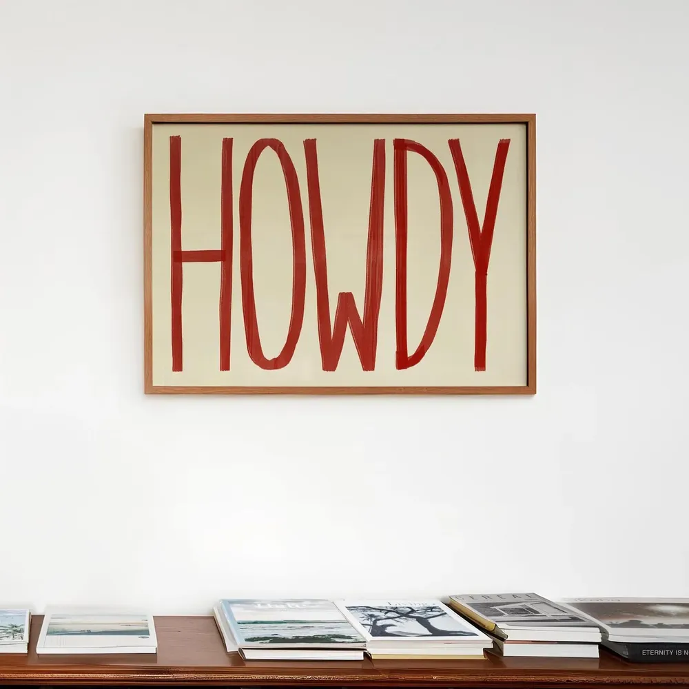Howdy Wall Art Print, Mid Century Retro Decor